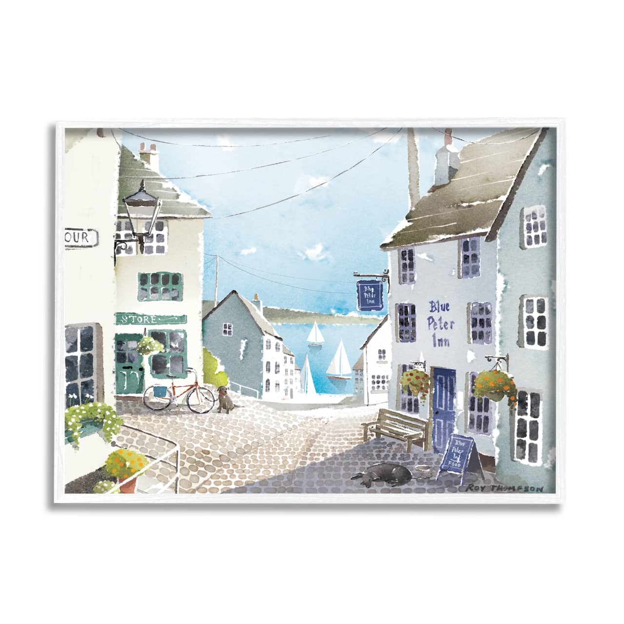 Stupell Industries Coastal Town Seaport Sailboats Framed Giclee Art
